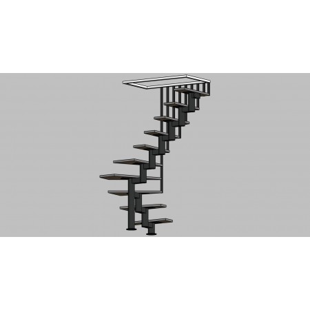 Лестница металлическая с деревянными ступенями для компактных пространств A-54